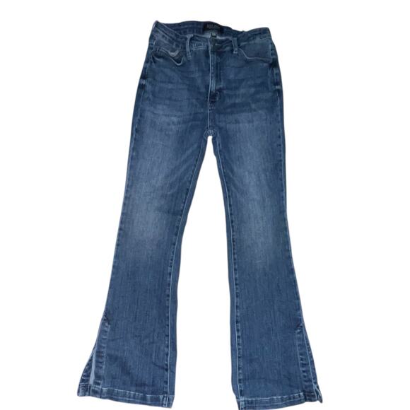 Judy Blue High Rise Med Tummy Control Slim Bootcut Side Slit Size 11/30 (10) - Picture 1 of 8